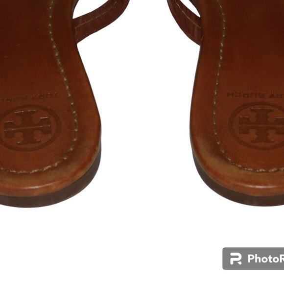Tory Burch Miller Thong Sandals Brown Leather Size 6 - Picture 6 of 11